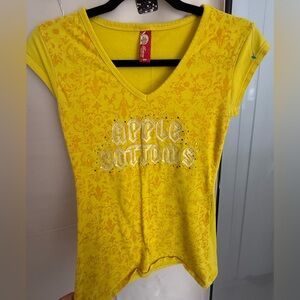 Apple Bottoms Yellow Women's Top.  Vintage.  Yellow With Bling On The Front, Med